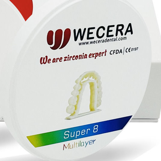Amann Girrbach System Compatible Multilayer Zirconia Block in Colors A1-D4 Diameter 98mm Suitable for Dental Laboratories