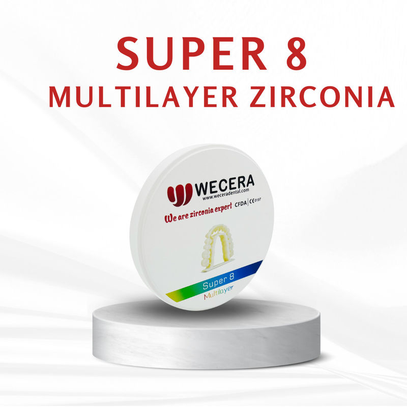 Pre Shaded Zirconia Blocks Multilayer Zirconia Block 8 Layers Scaling Factor 100 Percent Precise Dental Restoration Material