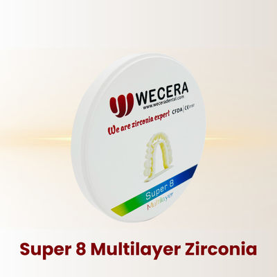 Disco de zirconia multicapa de 1200 Mpa de resistencia, superficie lisa, opciones de grosor: 10 mm, 12 mm, 14 mm, 16 mm, 18 mm, 20 mm, 22 mm, 25 mm. Ideal para aplicaciones dentales.